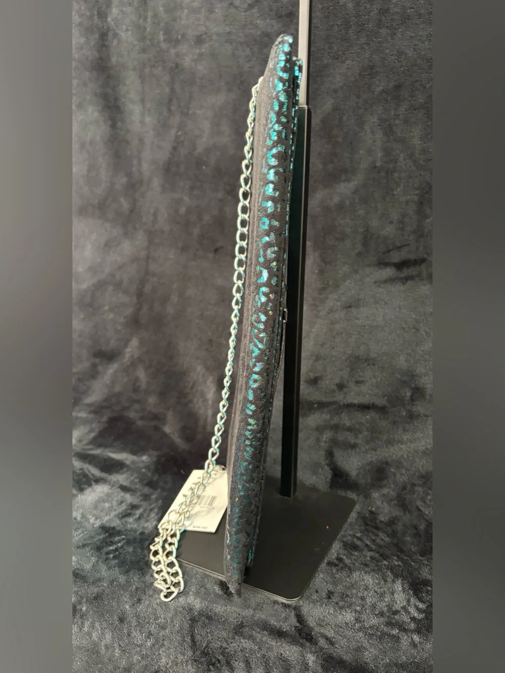 NWT Betsey Johnson Pyramid Safari Blue Leopard Y2K Large Clutch